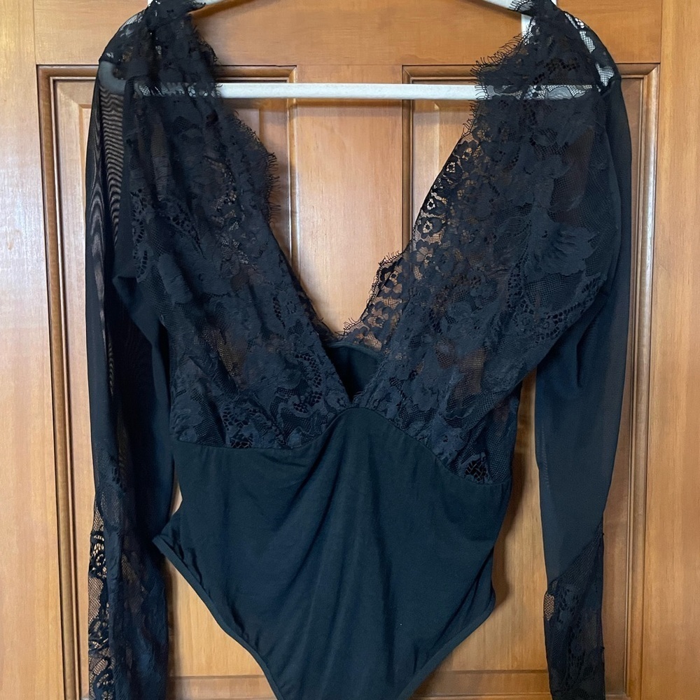 Elegant Black Lace Bodysuit